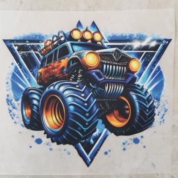Bügelbild blauer Monstertruck Dreieck