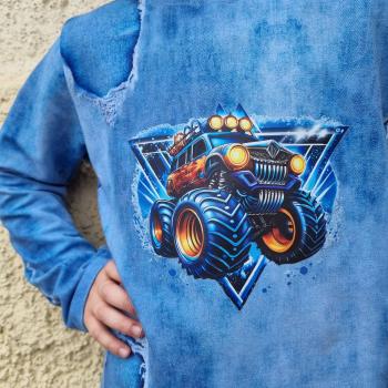 Preview: Bügelbild blauer Monstertruck Dreieck