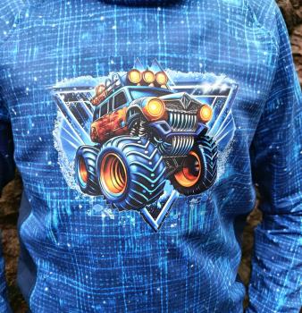 Preview: Bügelbild blauer Monstertruck Dreieck