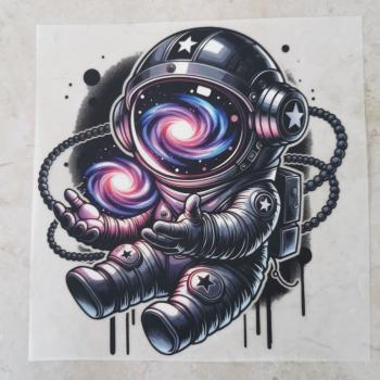 Bügelbild cooler Astronaut Sternenspirale