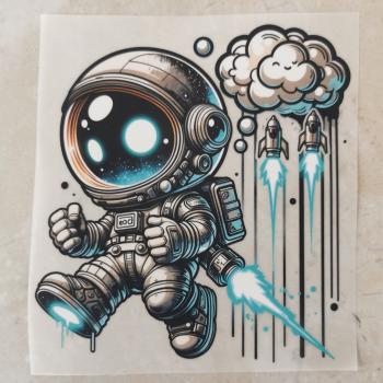 Bügelbild cooler Astronaut Raketen