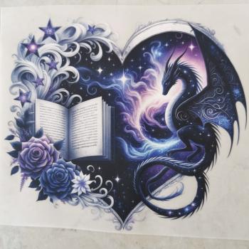 Bügelbild Drachenherz Buch