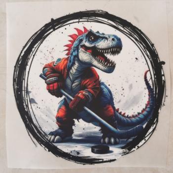 Bügelbild T-Rex Eishockey