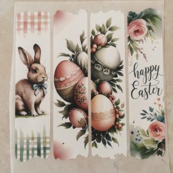 Bügelbild Happy Easter rosa-grün