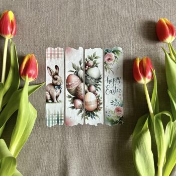 Preview: Bügelbild Happy Easter rosa-grün