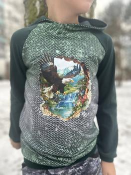 Preview: Bügelbild fliegender Adler Blumen