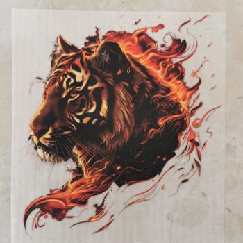 Bügelbild Tiger geflammt
