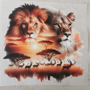 Bügelbild Löwen Savanne