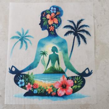 Bügelbild Yoga Silhouetten Strand