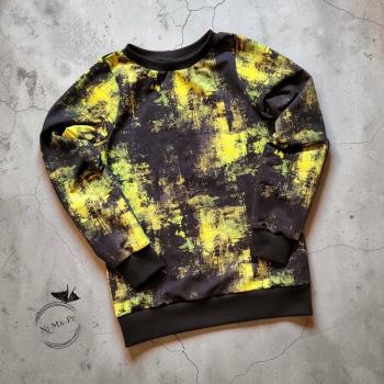 French Terry Grunge grün-gelb