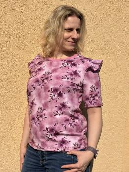 Preview: Jersey rosa Blumen