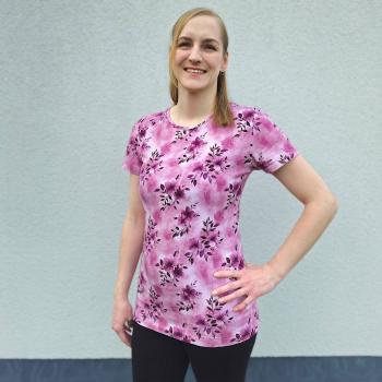 Preview: Jersey rosa Blumen