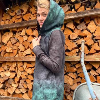 Preview: French Terry Verlaufsdenim Mint-Grau