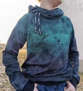 Preview: French Terry Verlaufsdenim Mint-Grau