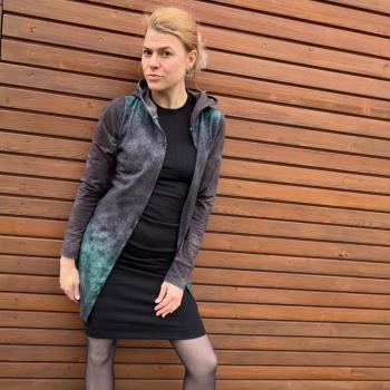 Preview: French Terry Verlaufsdenim Mint-Grau