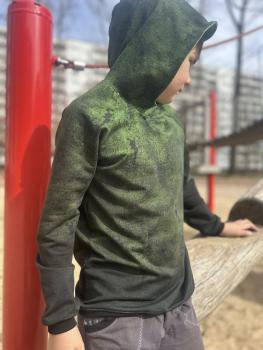 Preview: French Terry Verlaufsdenim Grün