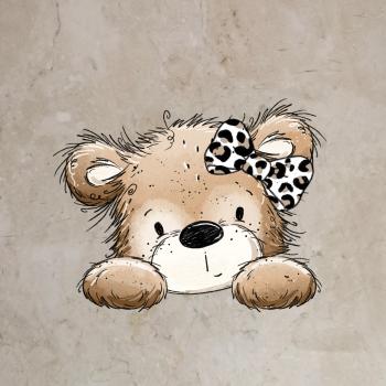 Bügelbild Bärenkopf Schleife