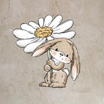 Bügelbild Blumenhase stehend weiß