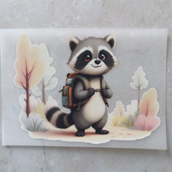Bügelbild Waschbär beim Wandern