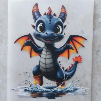 Bügelbild Pfützendrache orange