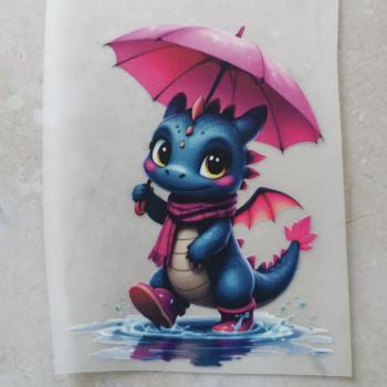 Bügelbild Pfützendrache pink