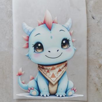 Bügelbild Drache Halstuch blau