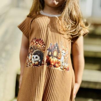 Preview: Bügelbild Herbstigel vor Haus