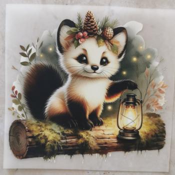 Bügelbild süßer Waldwaschbär sitzend