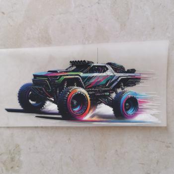 Bügelbild futuristischer Jeep bunt