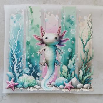 Bügelbild schwimmendes Axolotl