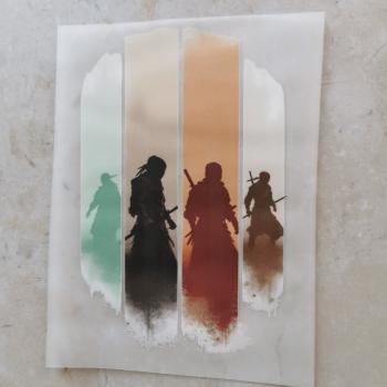 Bügelbild Samurai-Silhouetten