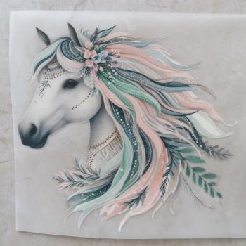 Bügelbild Boho-Pferd pastell