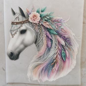 Bügelbild Boho-Pferd mit Rose