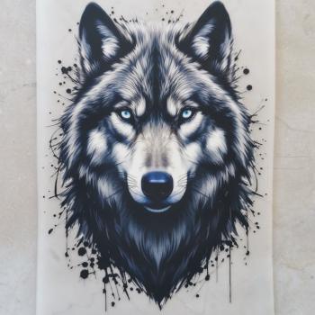 Bügelbild hellgrauer Wolfskopf