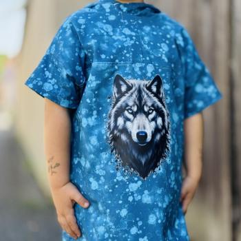 Preview: Bügelbild hellgrauer Wolfskopf