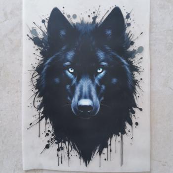 Bügelbild schwarzer Wolfskopf