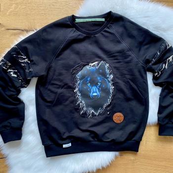 Preview: Bügelbild schwarzer Wolfskopf