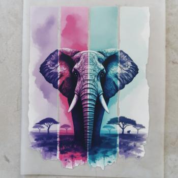 Bügelbild Elefant Savanne