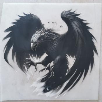 Bügelbild Phönix schwarz