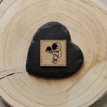 Label Astronaut mit Raumschiff