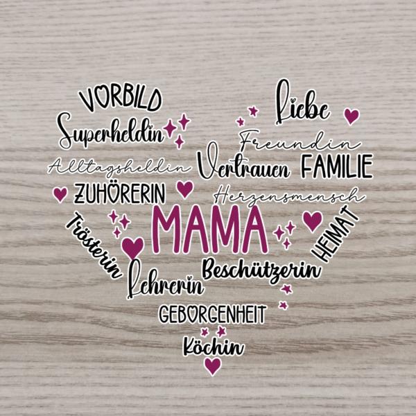 Bügelbild Herz Mama