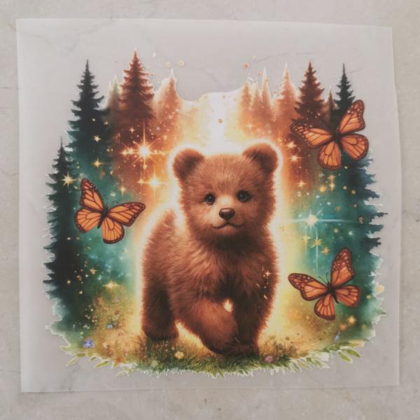 Bügelbild süßer Bär Waldmorgen