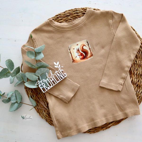 Bügelbild süßes Eichhörnchen Waldmorgen