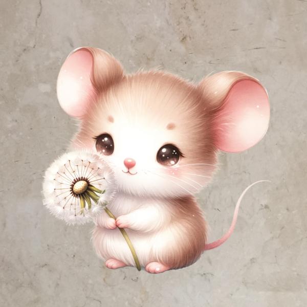 Bügelbild Maus Pusteblume hell