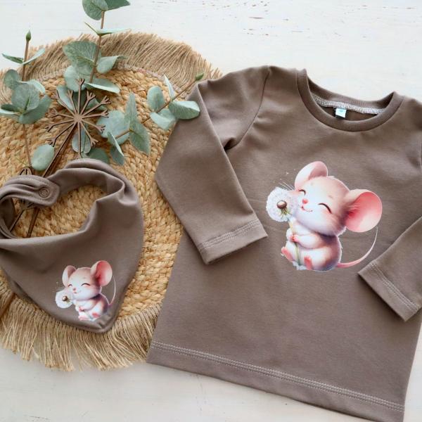 Bügelbild Maus Pusteblume Augen geschlossen