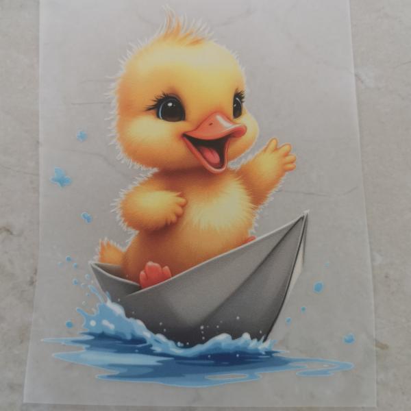 Bügelbild süßes Entchen Papierboot