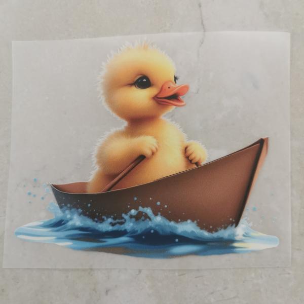 Bügelbild süßes Entchen Holzboot