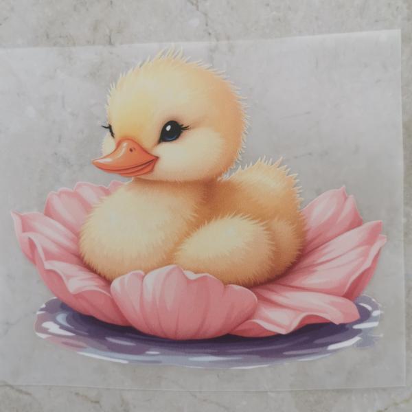 Bügelbild süßes Entchen Blume