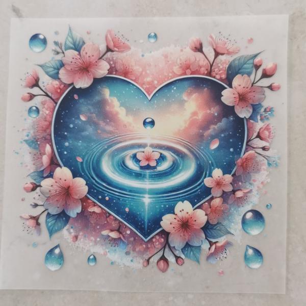 Bügelbild Regentag florales Herz