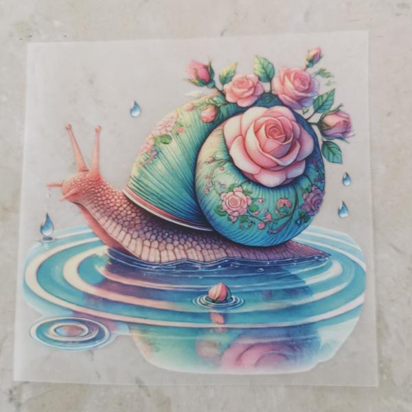 Bügelbild Regentag florale Schnecke